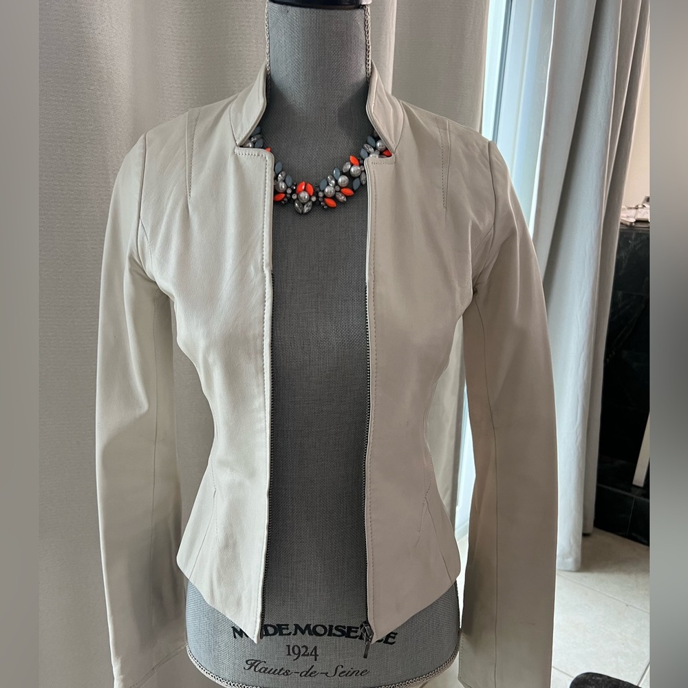 White leather jacket blazer